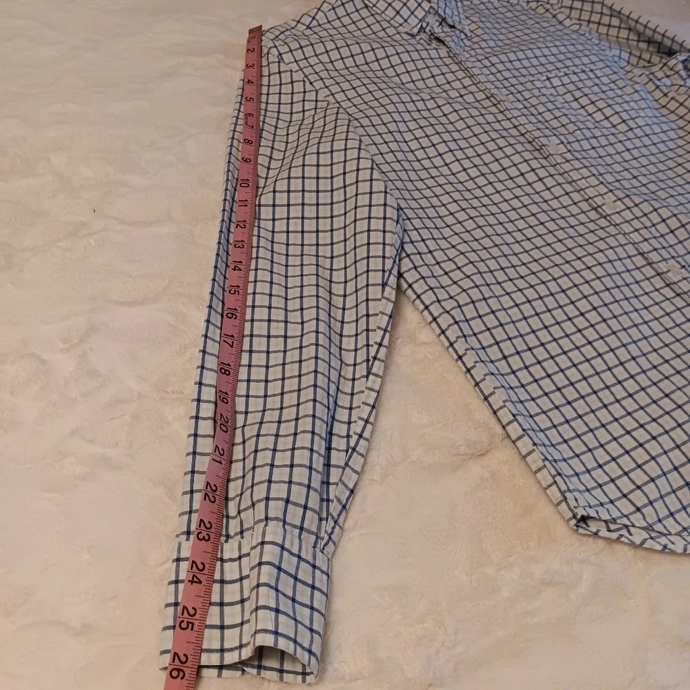 J Crew Classic Blue & White Checkered 100% Cotton Slim-Fit Button Front Shirt